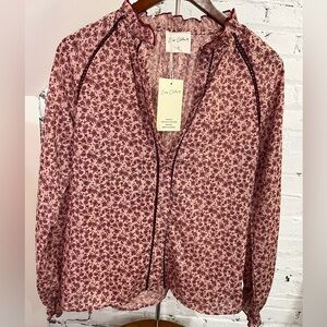 NWT Floral Blouse Top Pink Long Sleeve Size Small - Easy Clothes Parisian